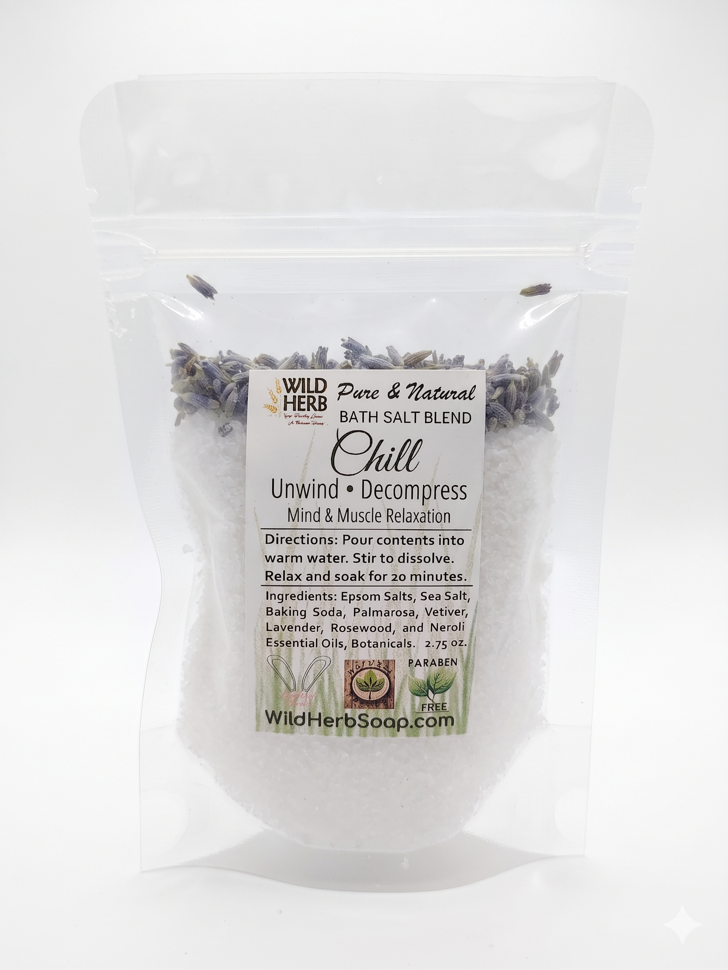 Wild Herb "Chill" Bath Salt Blend – Natural Aromatherapy Mind & Muscle Soak