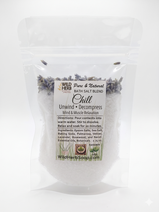 Wild Herb "Chill" Bath Salt Blend – Natural Aromatherapy Mind & Muscle Soak