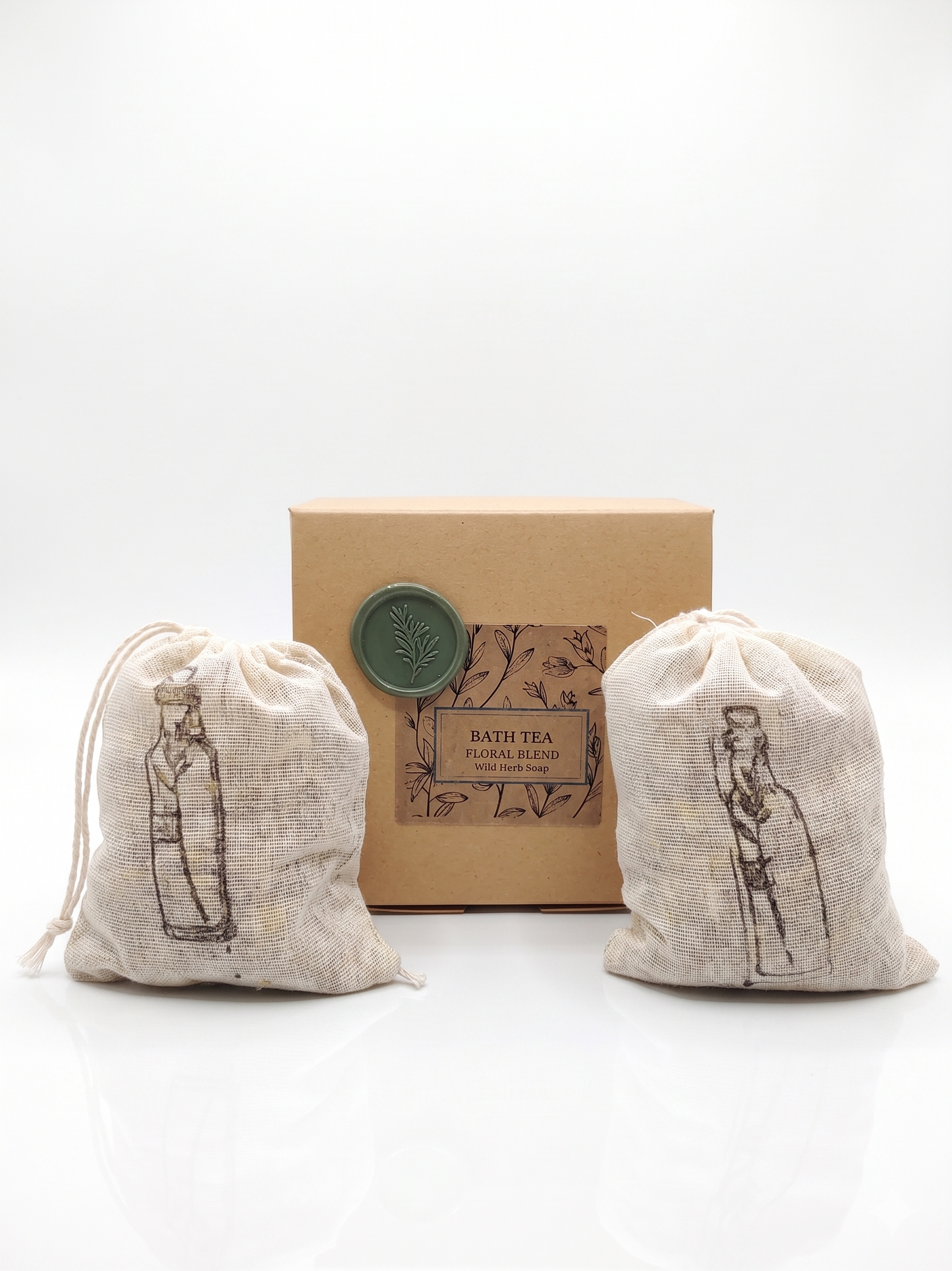 Premium Botanical Bath Tea Ritual Set – Rose, Chamomile & Lavender Blend